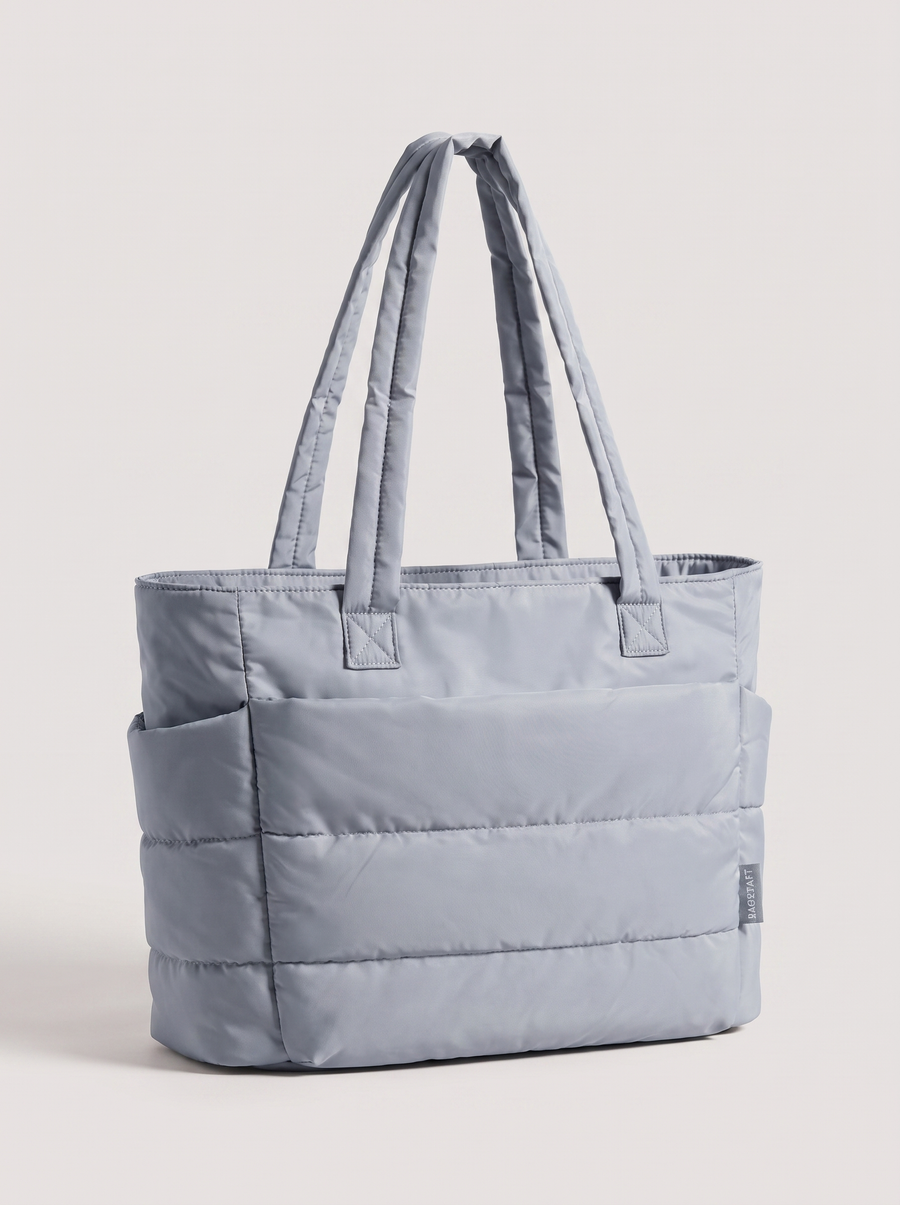 La Maison Puff Gesteppte Schultertasche Grau