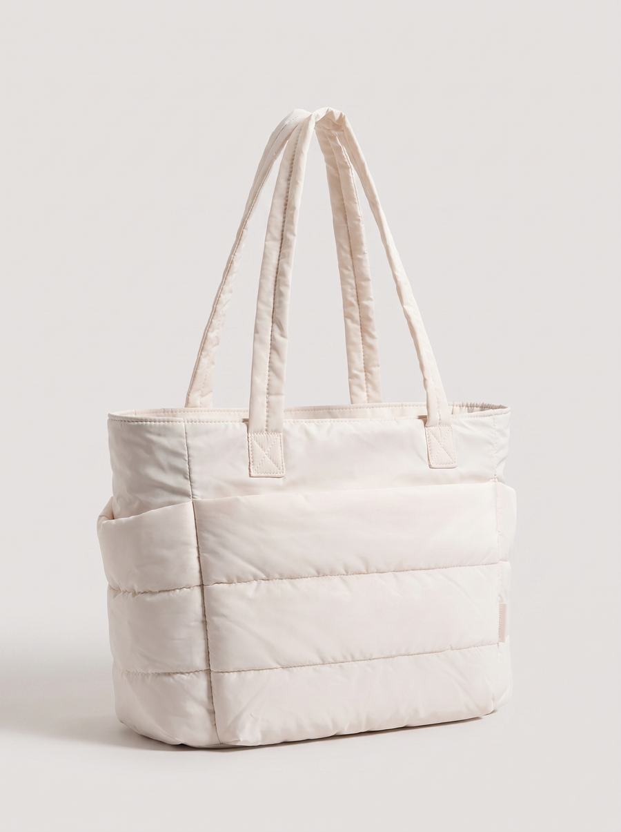 La Maison Puff Gesteppte Schultertasche Beige