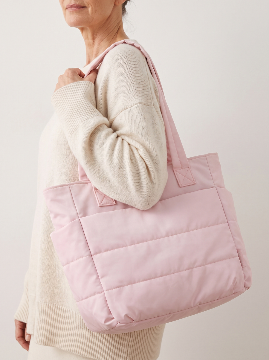 La Maison Puff Gesteppte Schultertasche Rosa getragen