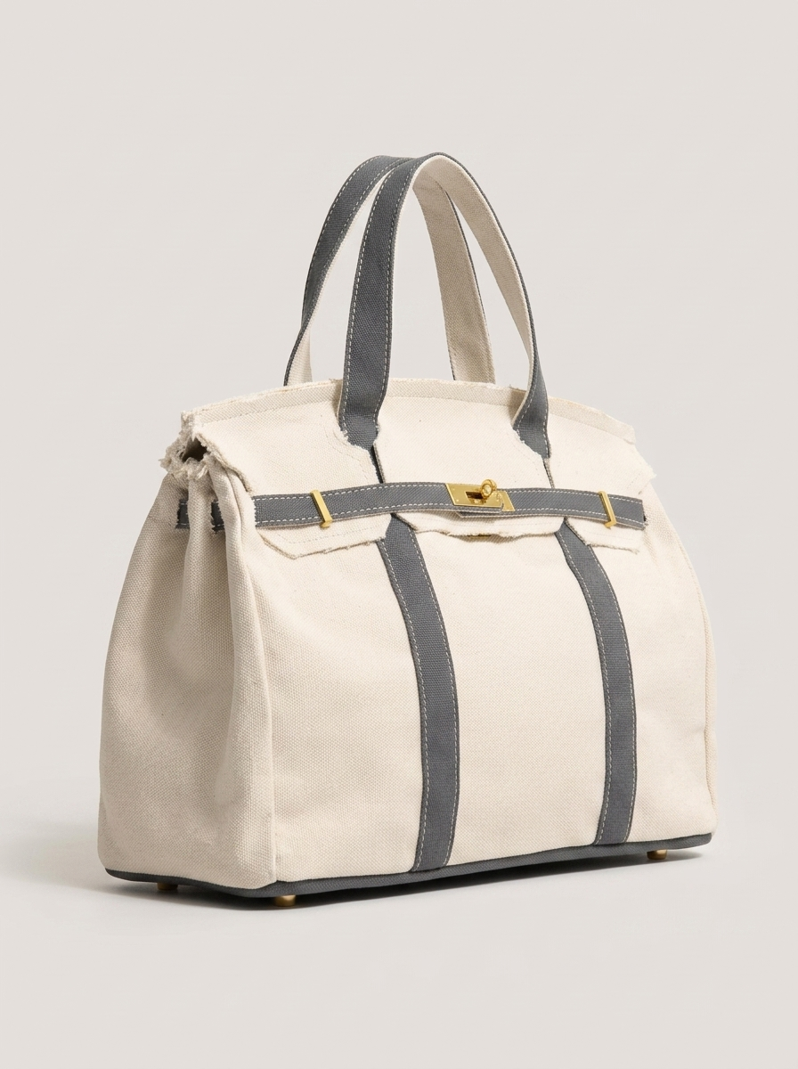 Le Batkin Canvas Shopper Hellgrau