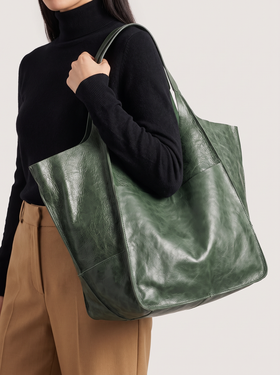 Zara Elegante Weekender-Tasche Grün getragen