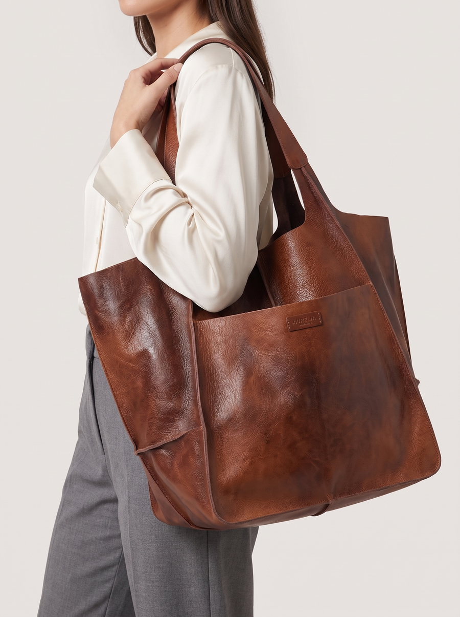 Zara Elegante Weekender-Tasche Braun getragen
