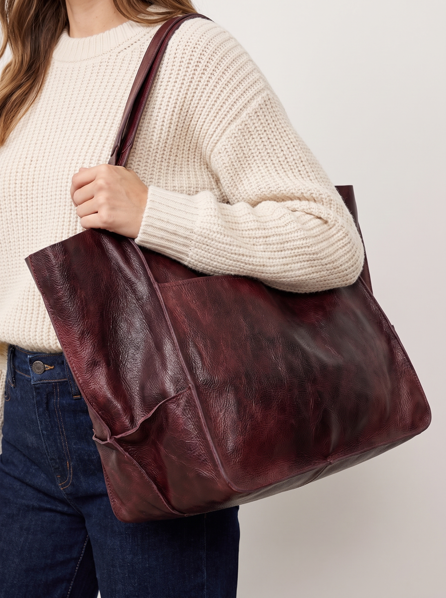Zara Elegante Weekender-Tasche Rot getragen