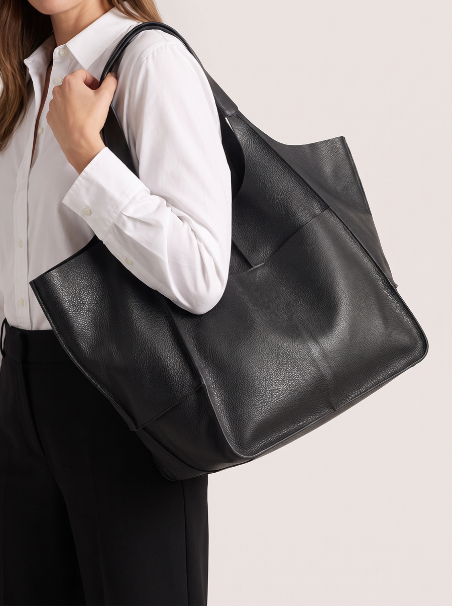 Zara Elegante Weekender-Tasche Schwarz getragen
