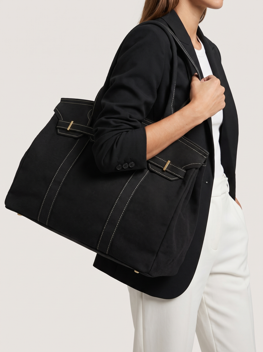 Le Batkin Canvas Shopper Schwarz getragen