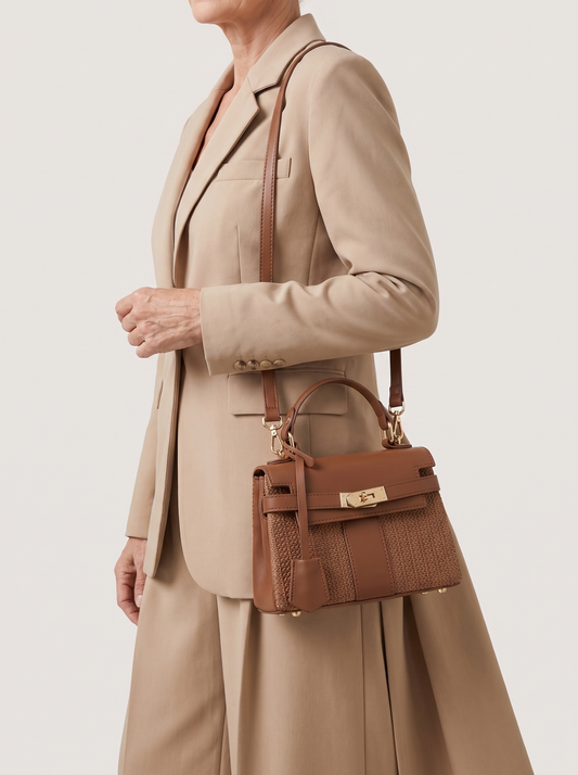 Rochelle Henkeltasche Braun am Model