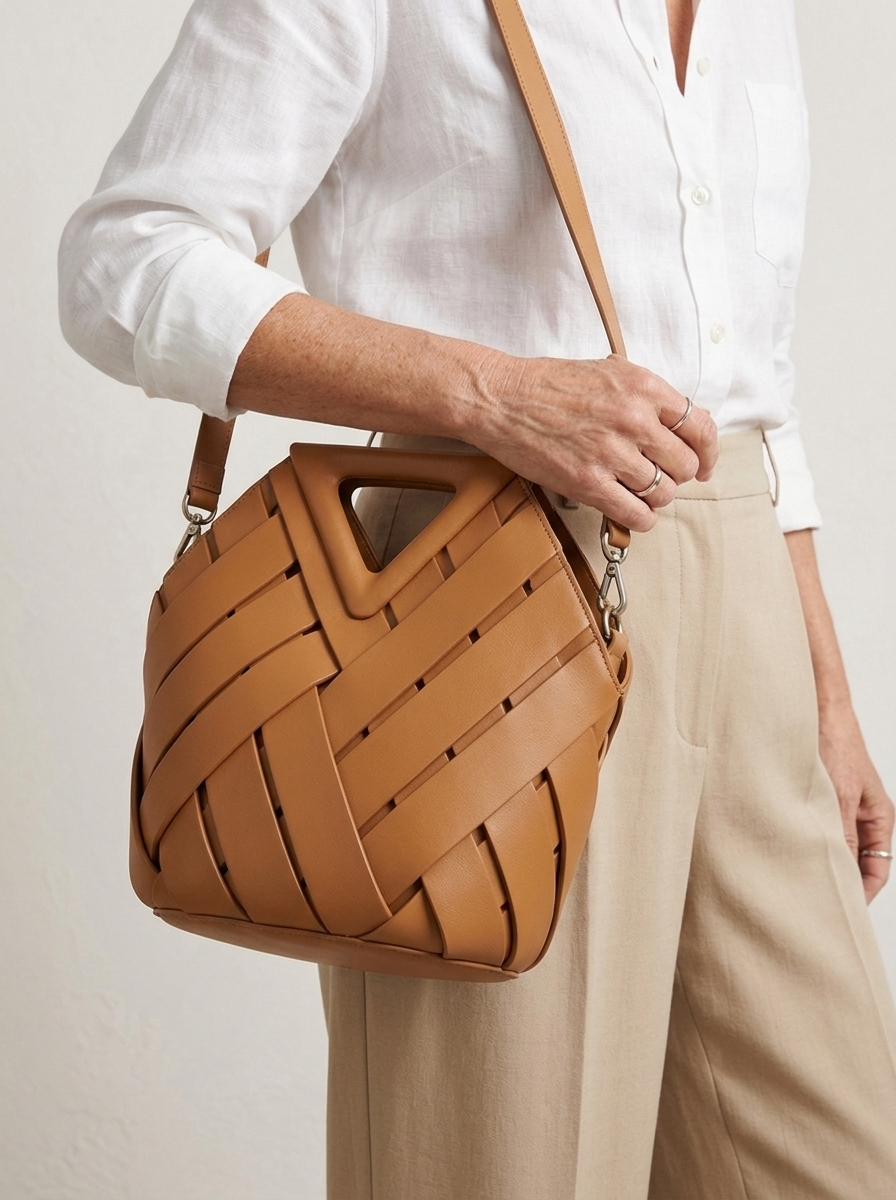 Giulietta Schultertasche Karamell am Model