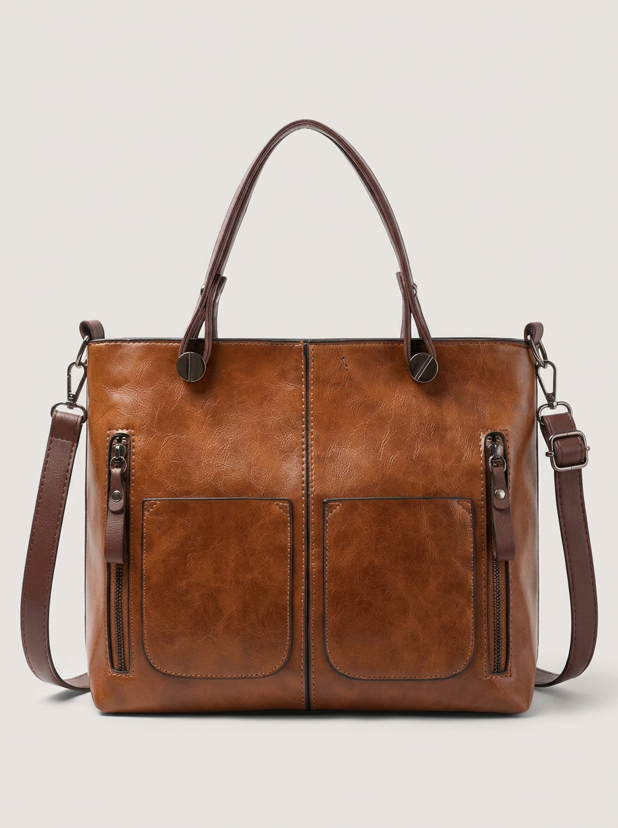 Eline Ledertasche Braun Front