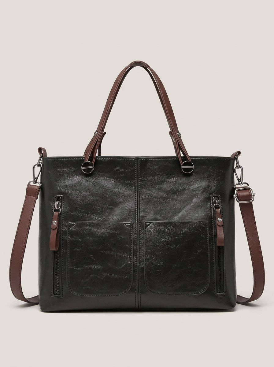 Eline Ledertasche Schwarz Front