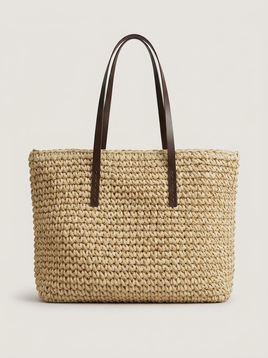 Rome Gewebte Tasche Beige Front