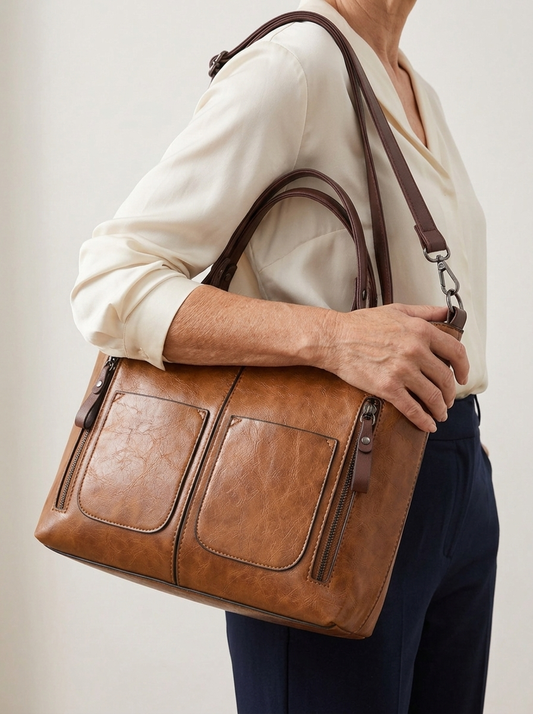 Eline Ledertasche Braun am Modell