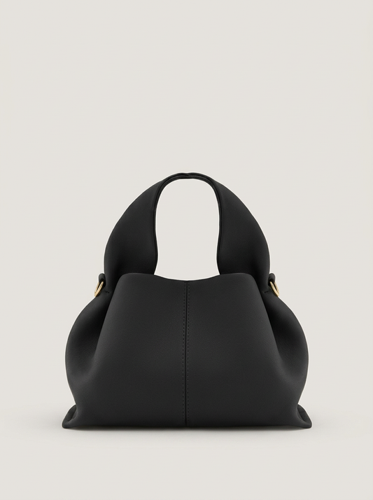 Top-Handle Bag aus genarbtem Leder - Schwarz - Front