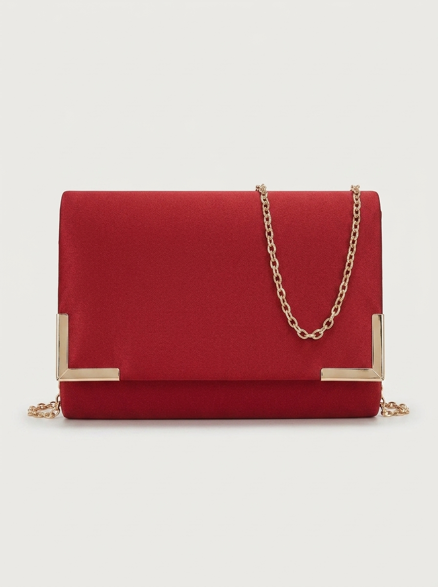 Envelope Clutch mit Kettenriemen - Rot - Front