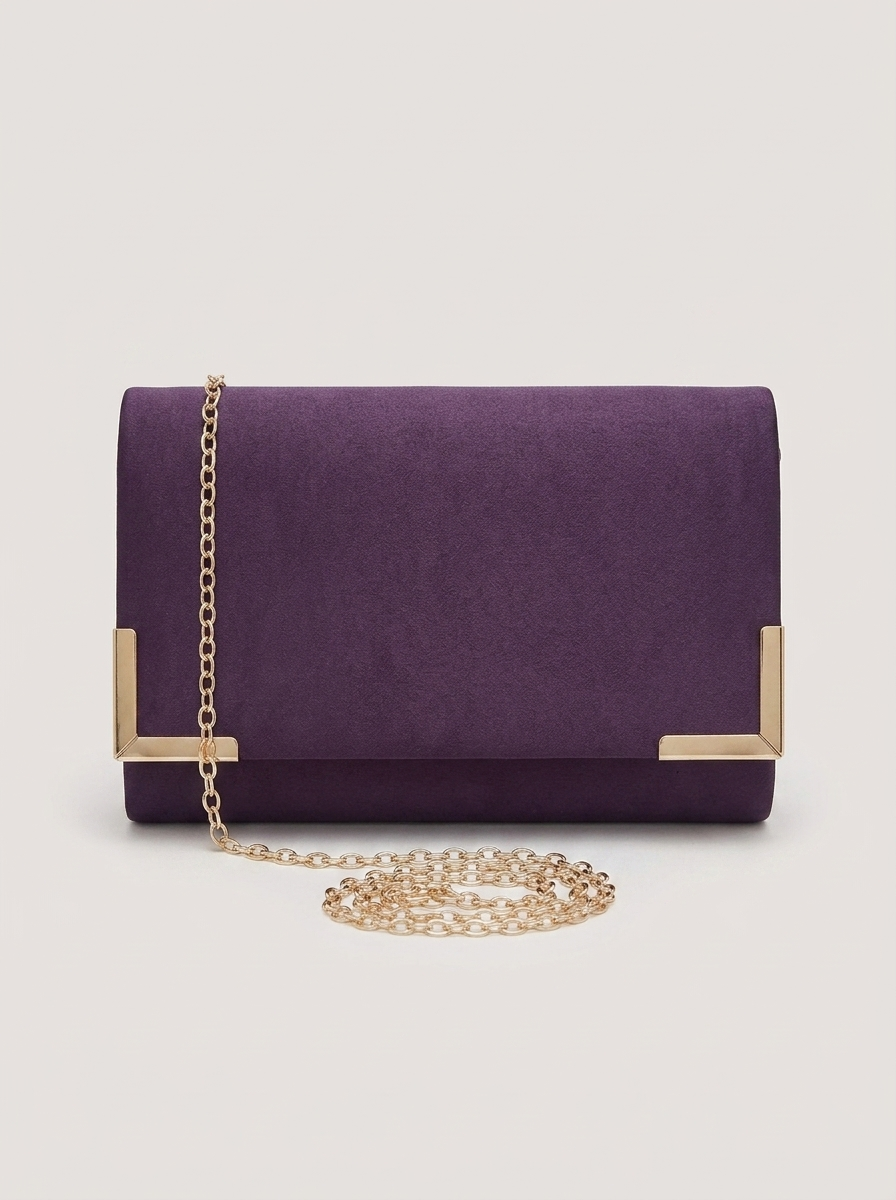 Envelope Clutch mit Kettenriemen - Purple - Front
