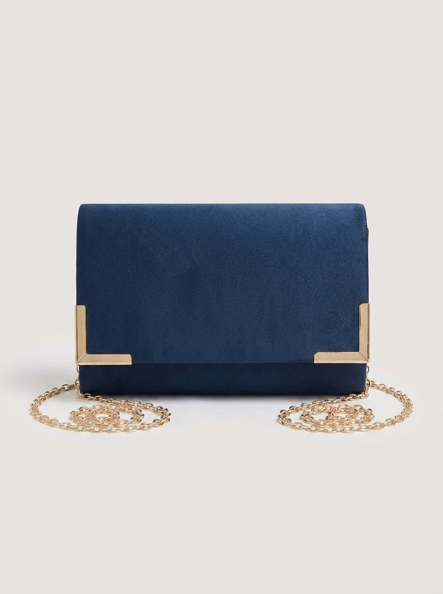 Envelope Clutch mit Kettenriemen - Navy - Front