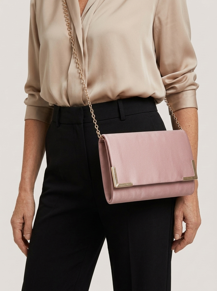 Envelope Clutch mit Kettenriemen - Dusty Rose - Model