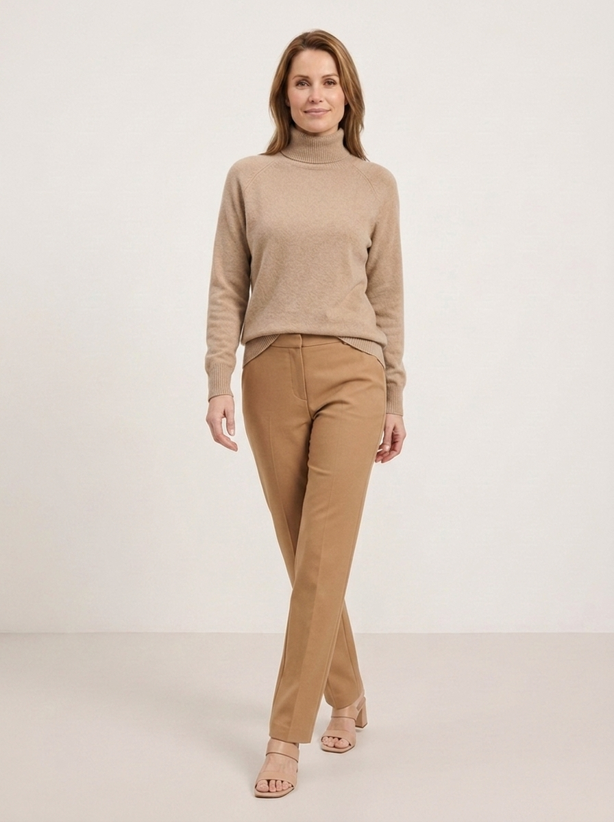 Camilla Rollkragenpullover - Hellbraun - Vorderansicht