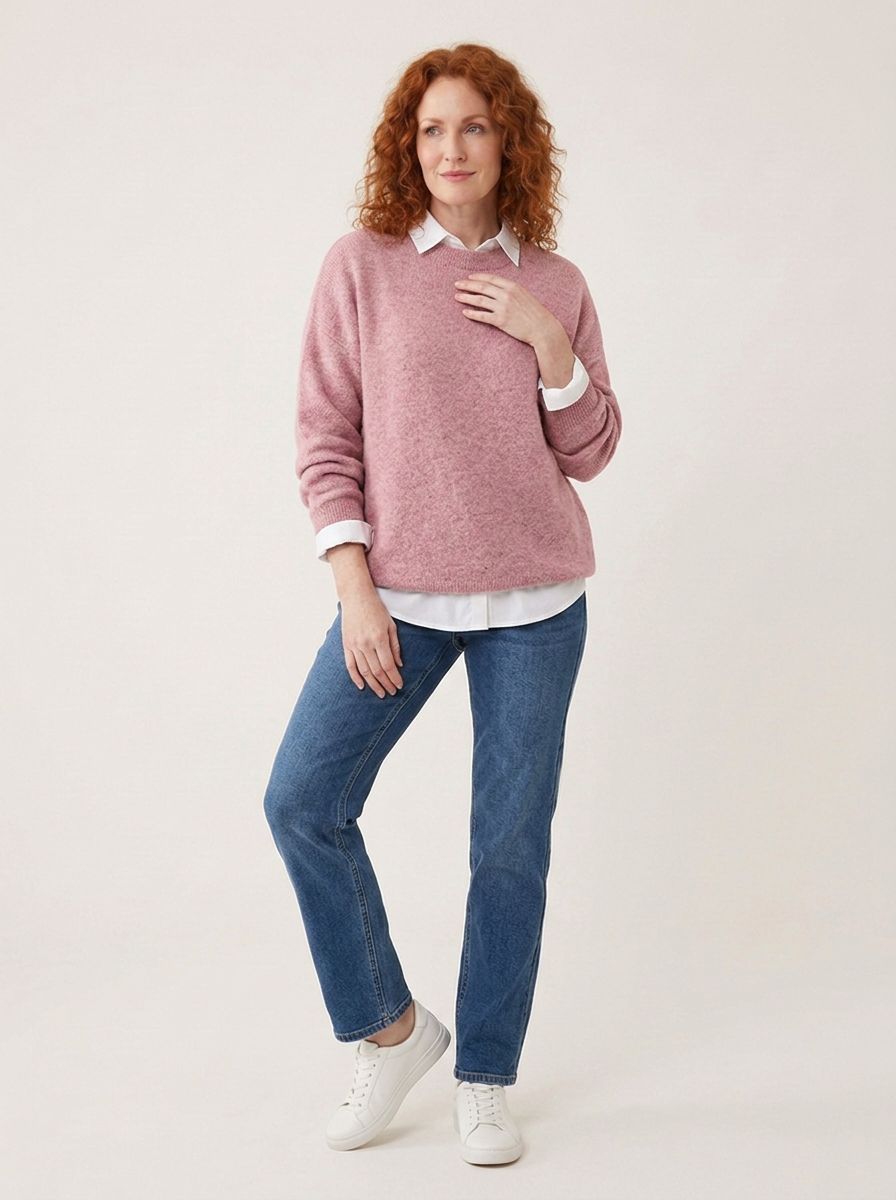 Mille Weicher Strickpullover - Rosa - Vorderansicht