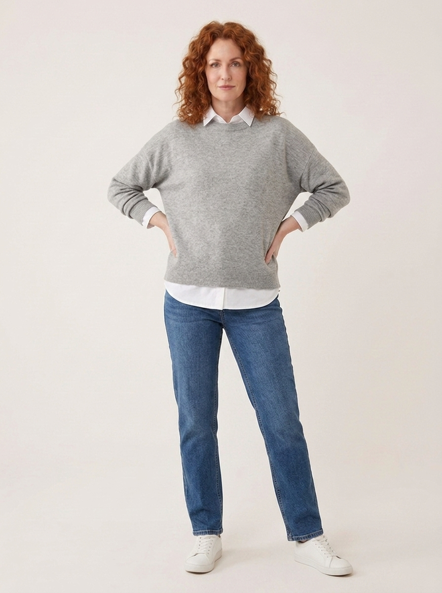 Mille Weicher Strickpullover - Grau - Vorderansicht
