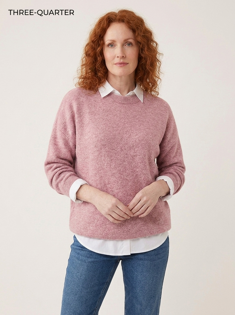 Mille Weicher Strickpullover - Rosa - Dreiviertelaufnahme