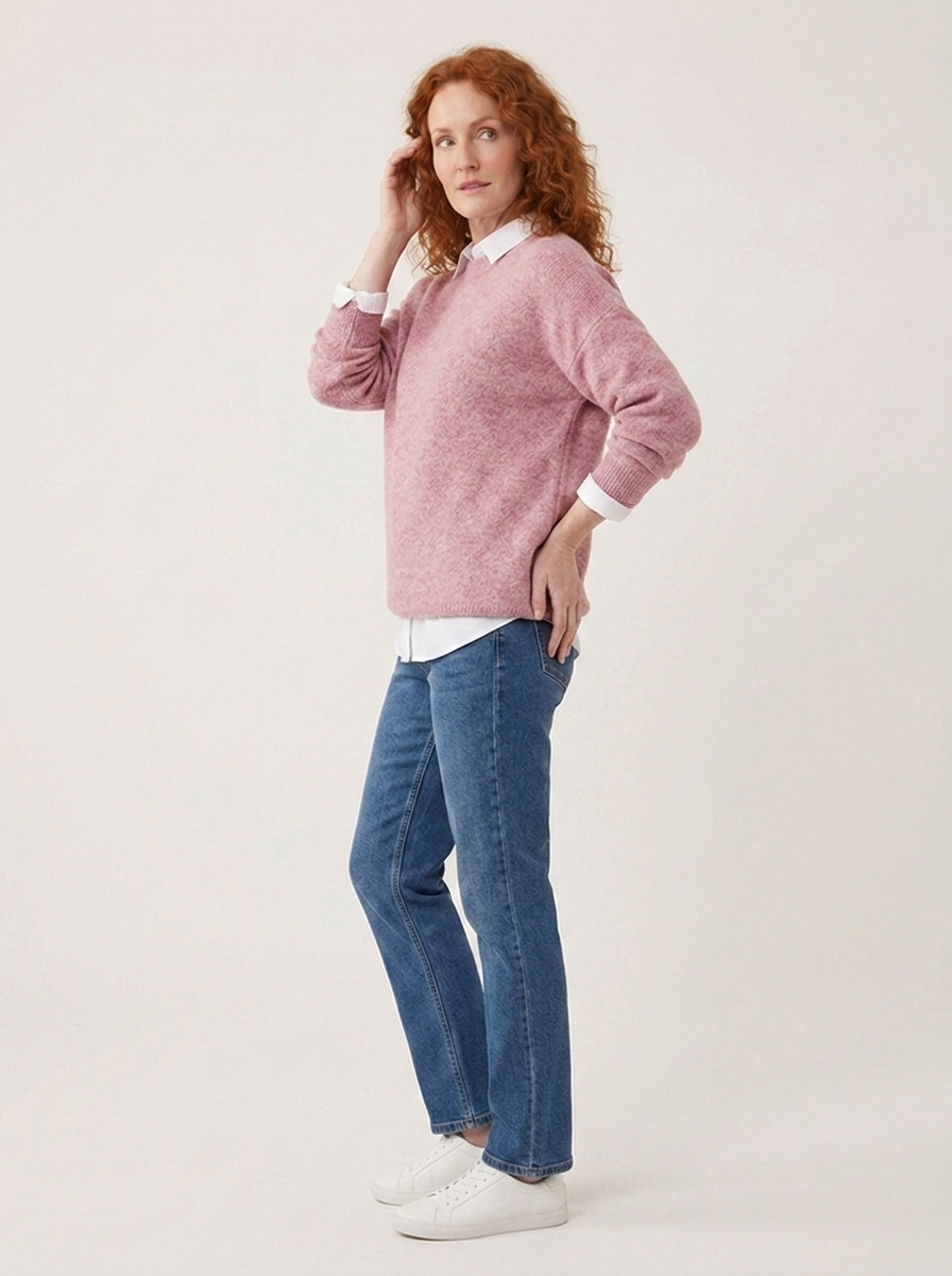Mille Weicher Strickpullover - Rosa - Seitenansicht