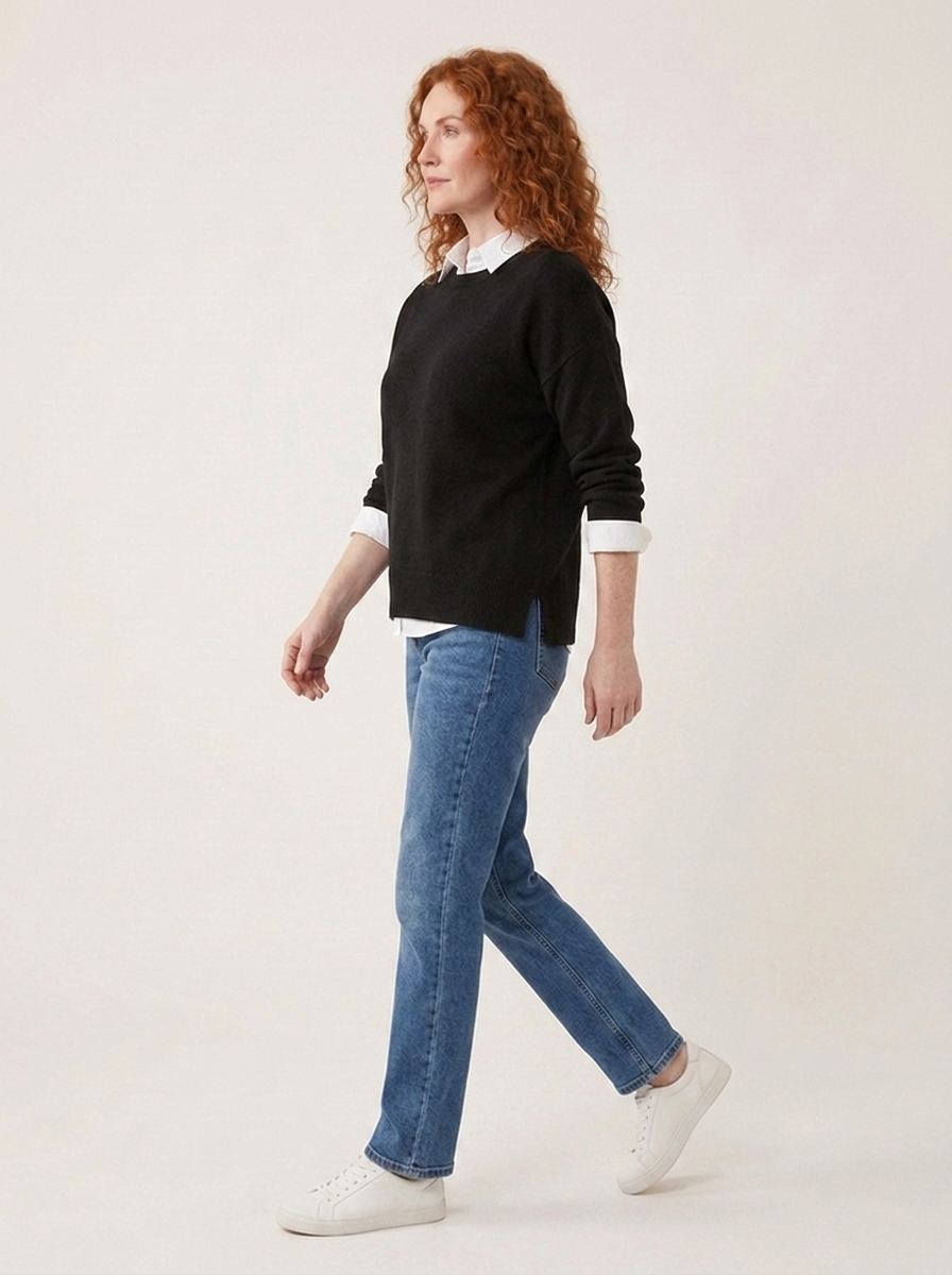 Mille Weicher Strickpullover - Schwarz - Seitenansicht