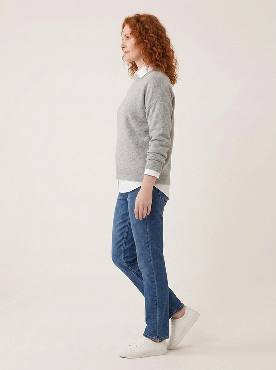 Mille Weicher Strickpullover - Grau - Seitenansicht