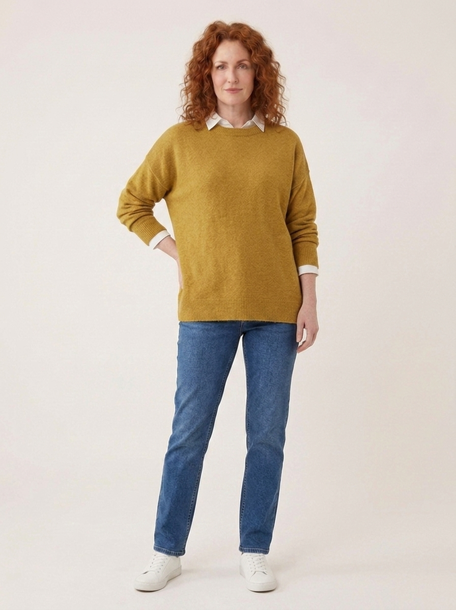 Mille Weicher Strickpullover - Khaki - Dreiviertelaufnahme