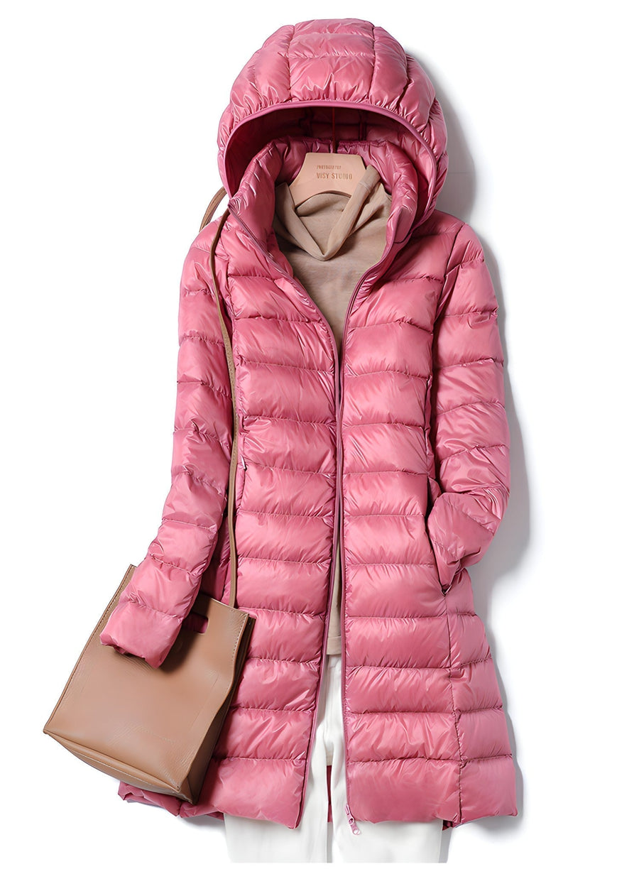 Pia Long Slim Puffer Jacket with Detachable Hood