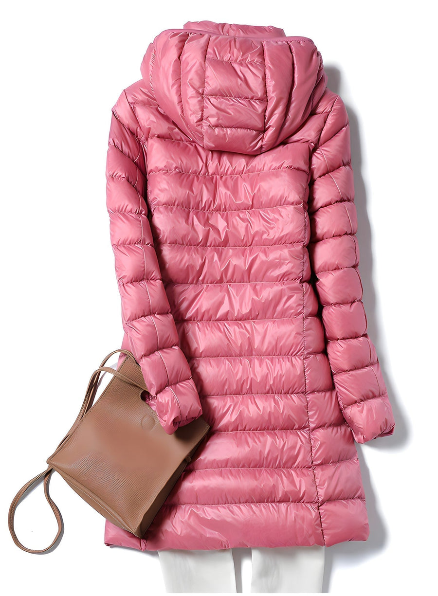 Pia Long Slim Puffer Jacket with Detachable Hood