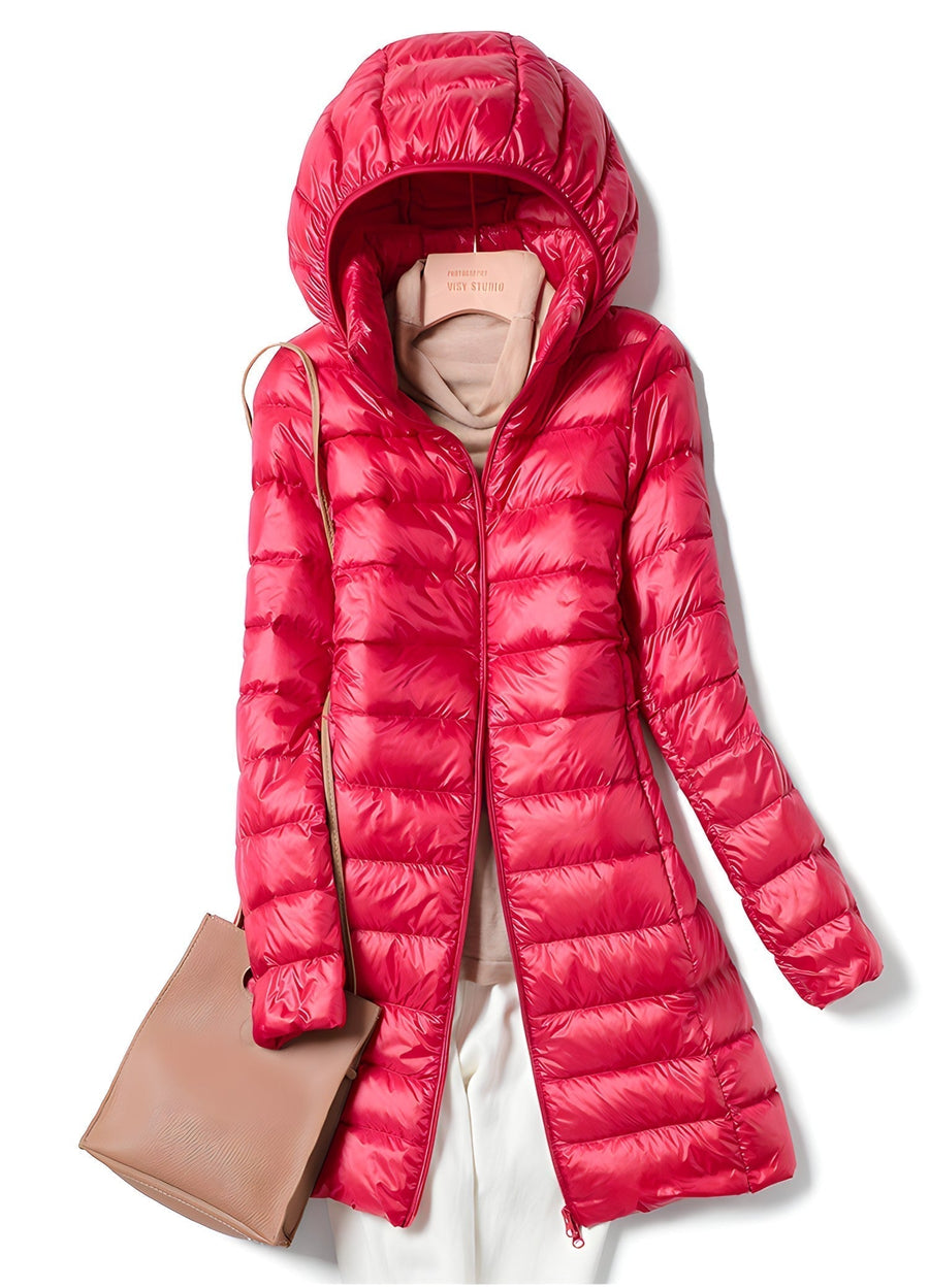 Pia Long Slim Puffer Jacket with Detachable Hood