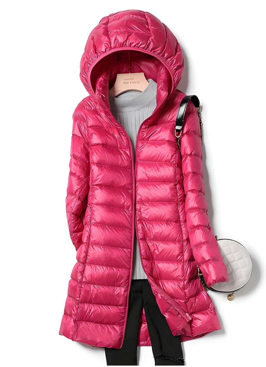 Pia Long Slim Puffer Jacket with Detachable Hood