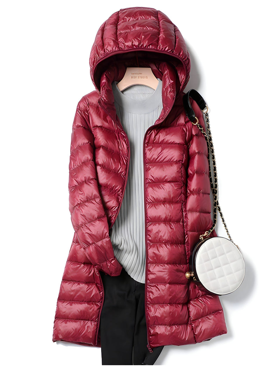 Pia Long Slim Puffer Jacket with Detachable Hood
