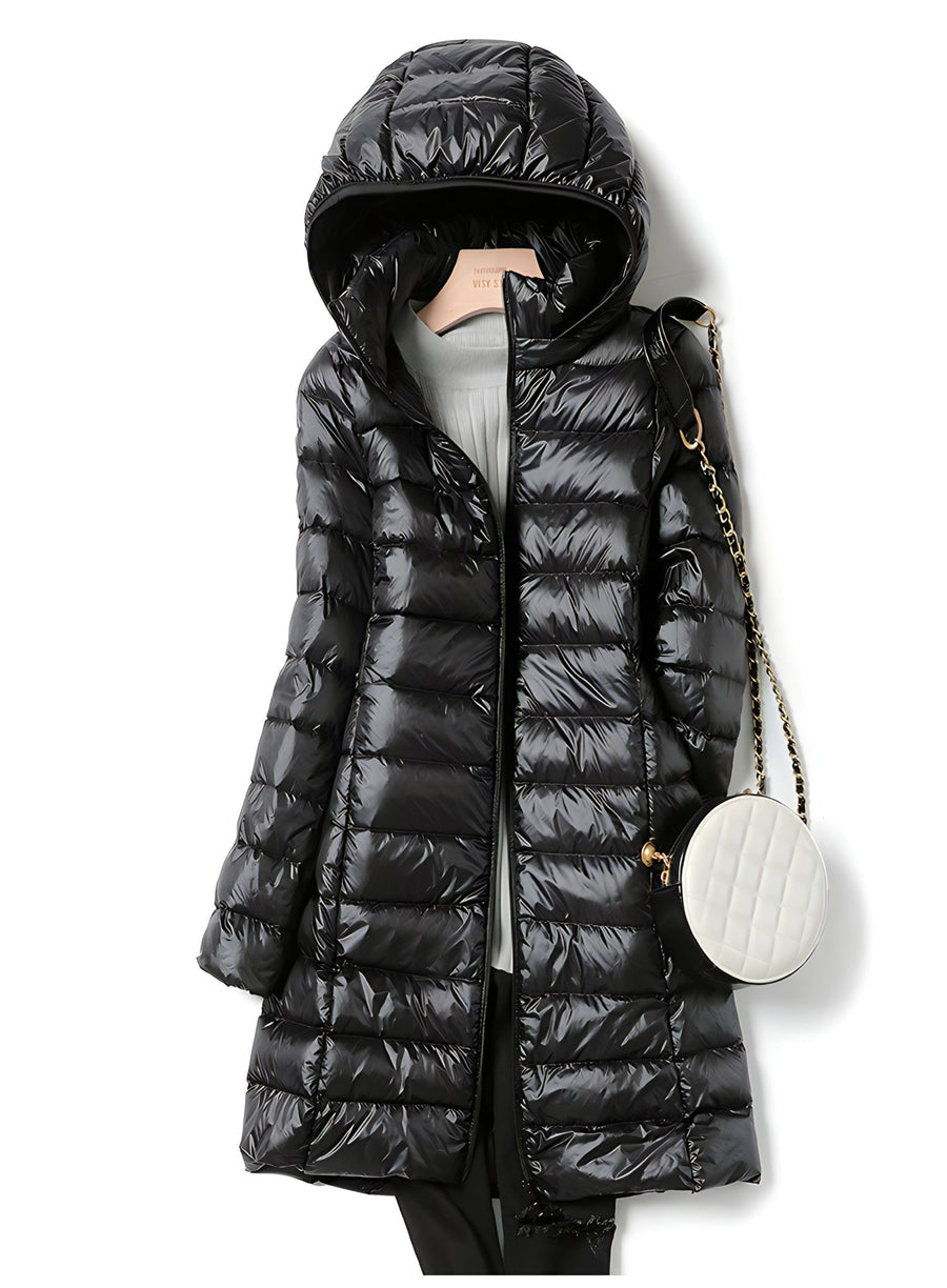 Pia Long Slim Puffer Jacket with Detachable Hood