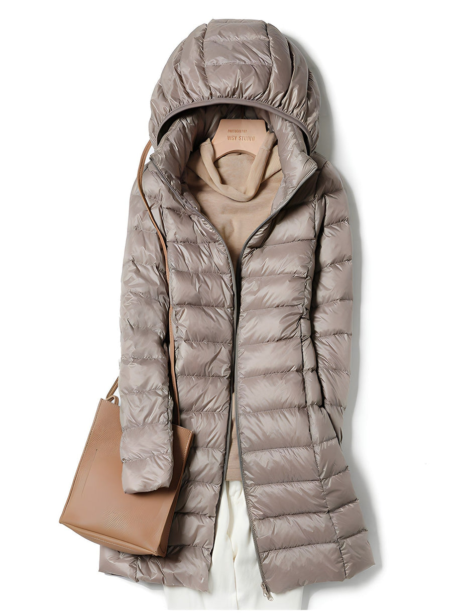Pia Long Slim Puffer Jacket with Detachable Hood