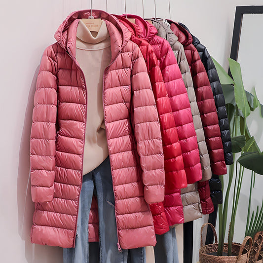Pia Long Slim Puffer Jacket with Detachable Hood