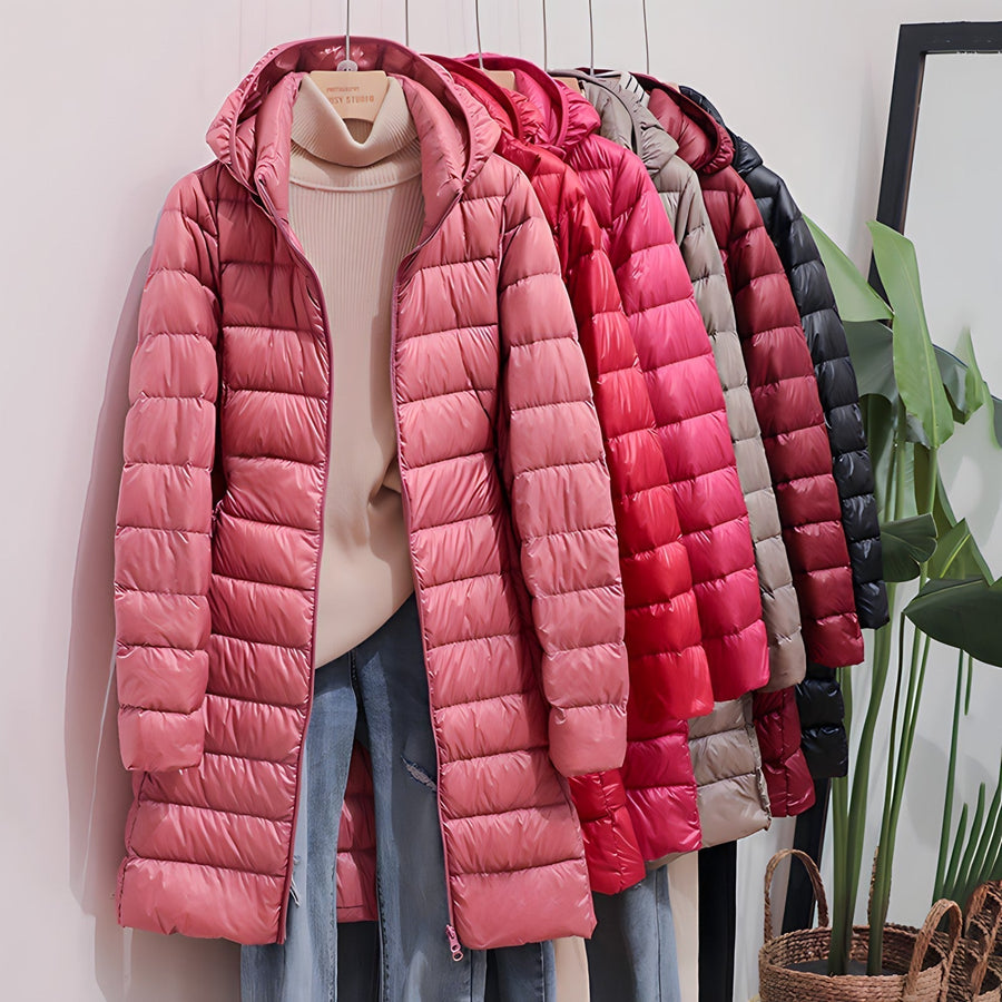 Pia Long Slim Puffer Jacket with Detachable Hood
