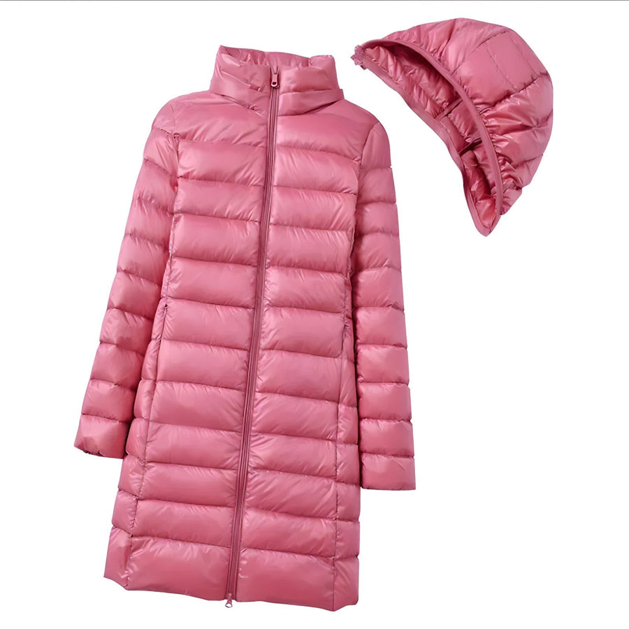 Pia Long Slim Puffer Jacket with Detachable Hood