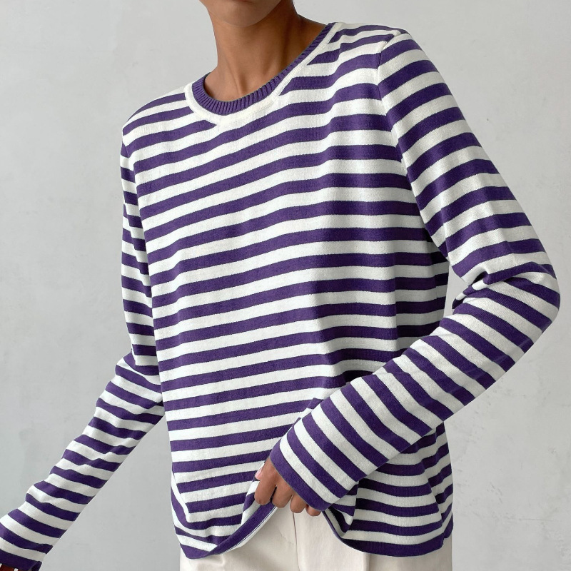 Adalie Striped Long Sleeve Crew Neck Top