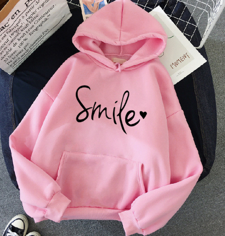 Solvig Smile Print Drawstring Hoodie
