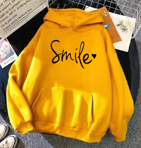 Solvig Smile Print Drawstring Hoodie