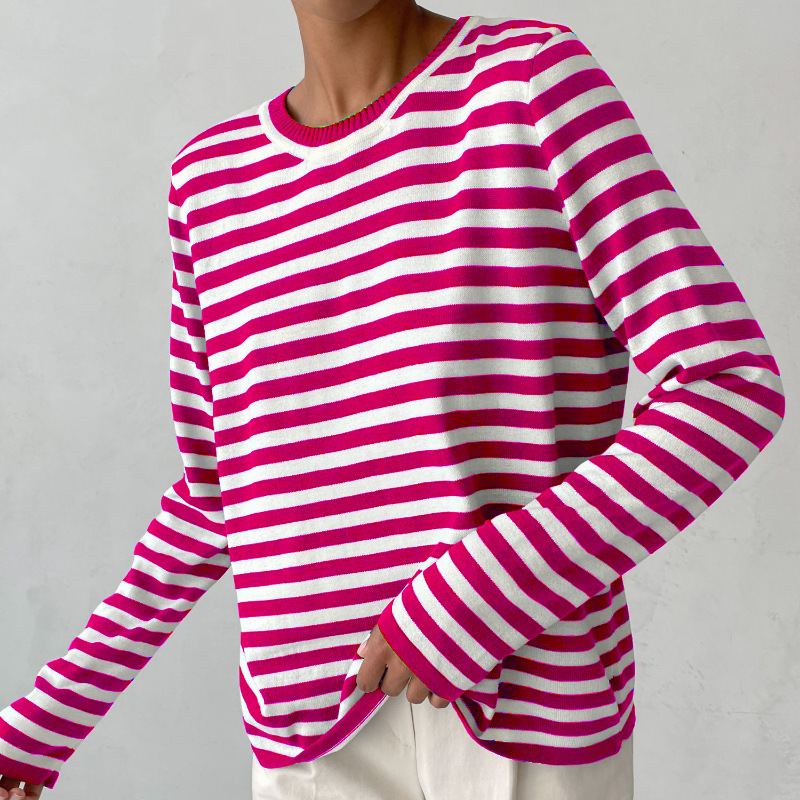 Adalie Striped Long Sleeve Crew Neck Top