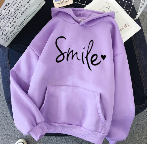 Solvig Smile Print Drawstring Hoodie