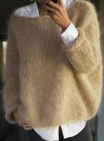 Paola Fluffy Off Shoulder Oversized Sweater