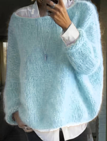 Paola Fluffy Off Shoulder Oversized Sweater