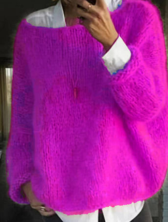 Paola Fluffy Off Shoulder Oversized Sweater
