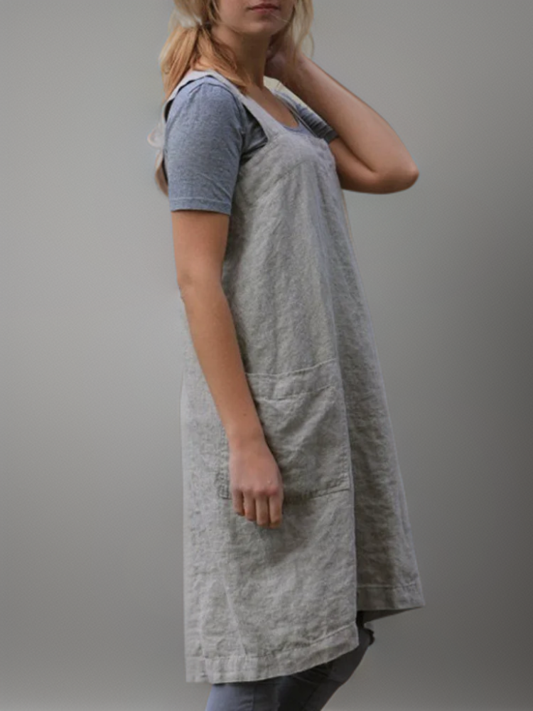 Rowena Cross Back Pinafore Apron with Pockets