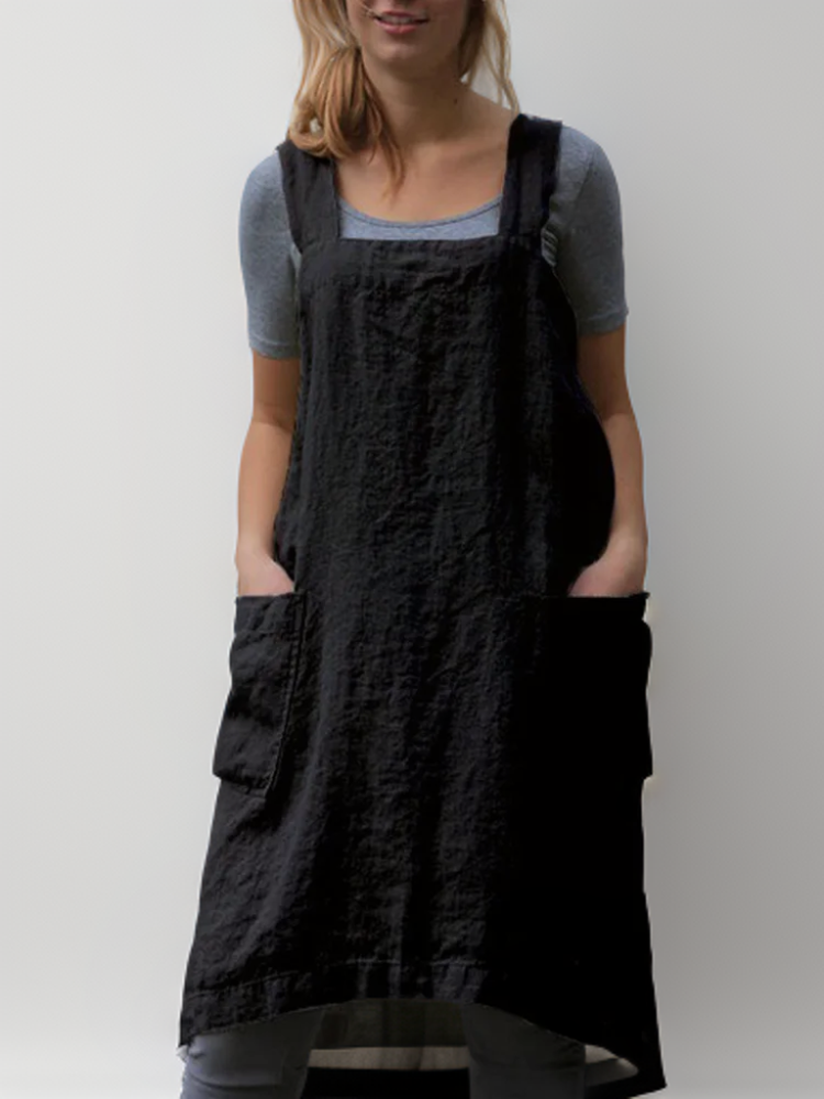 Rowena Cross Back Pinafore Apron with Pockets