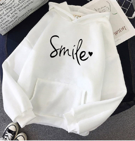 Solvig Smile Print Drawstring Hoodie