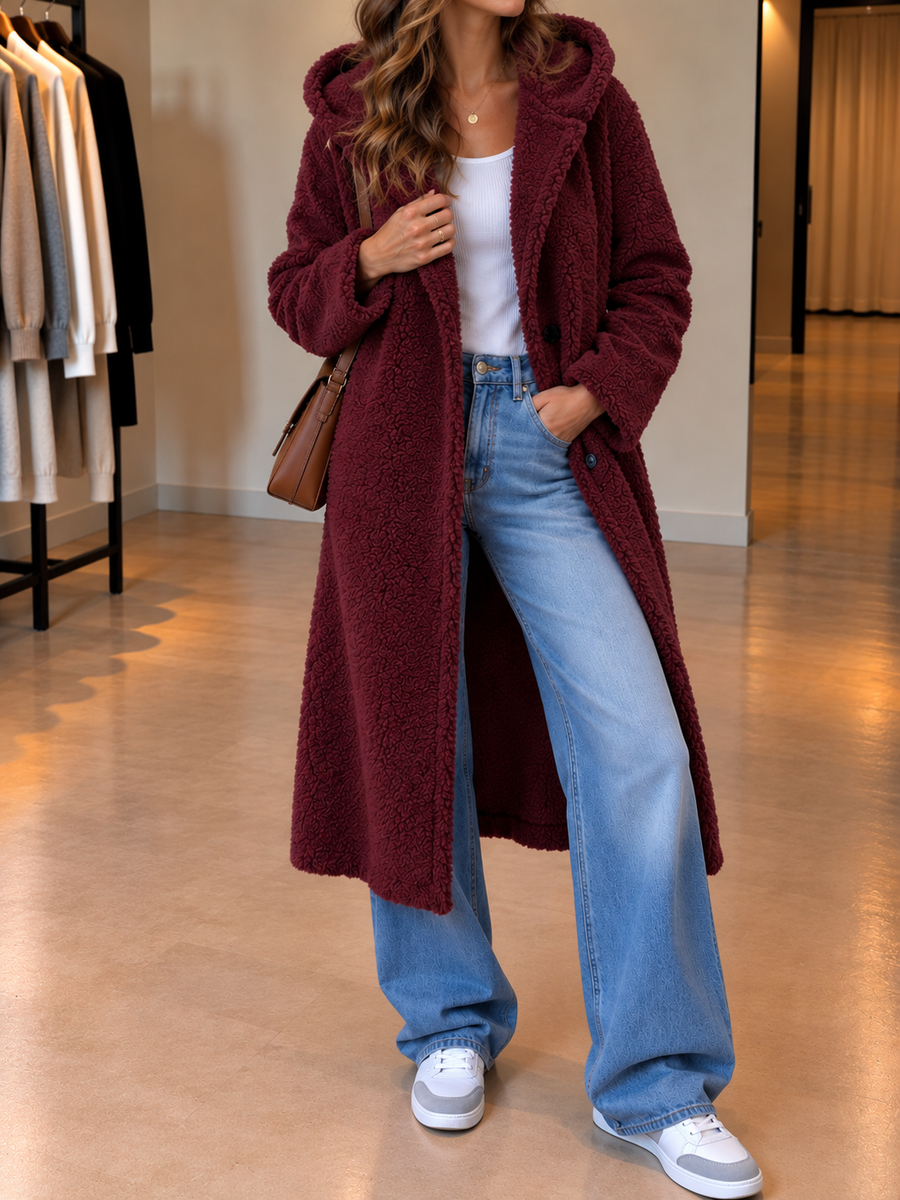 Jana Long Hooded Sherpa Coat